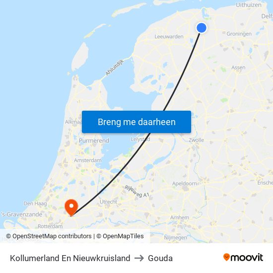 Kollumerland En Nieuwkruisland to Gouda map