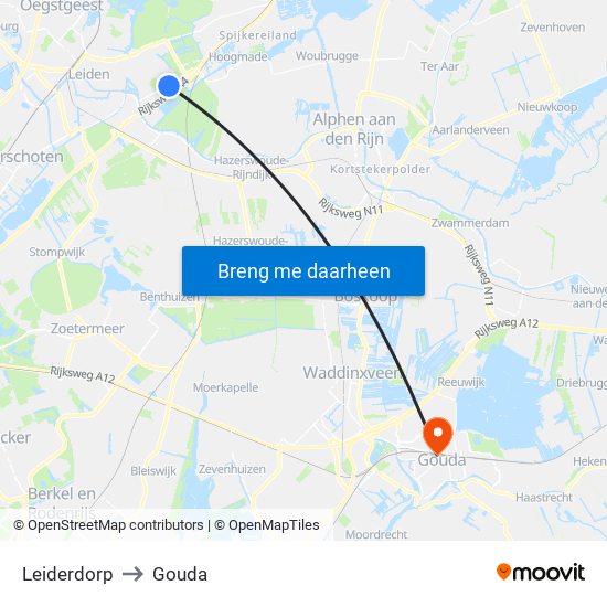 Leiderdorp to Gouda map
