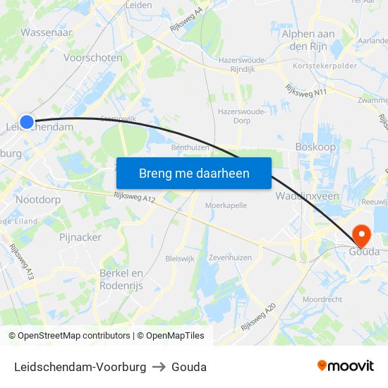 Leidschendam-Voorburg to Gouda map