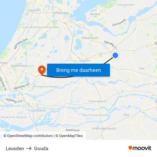 Leusden to Gouda map