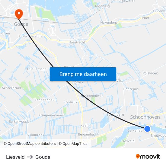 Liesveld to Gouda map