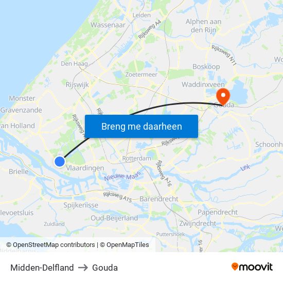 Midden-Delfland to Gouda map