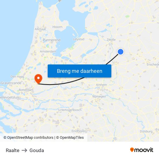 Raalte to Gouda map