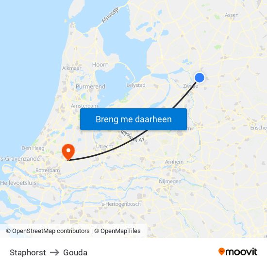 Staphorst to Gouda map