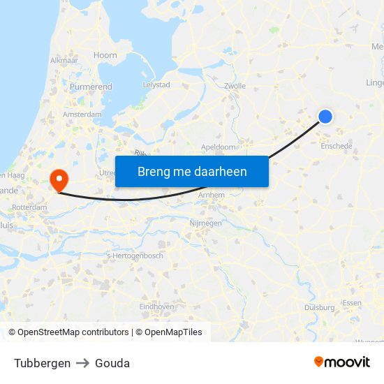 Tubbergen to Gouda map