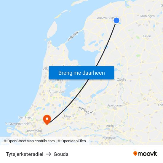 Tytsjerksteradiel to Gouda map