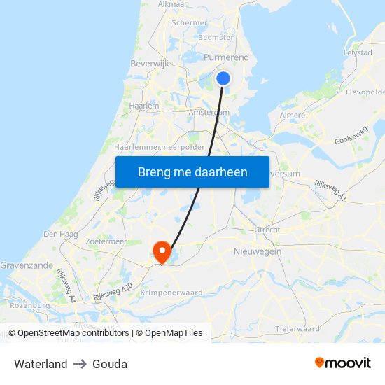 Waterland to Gouda map