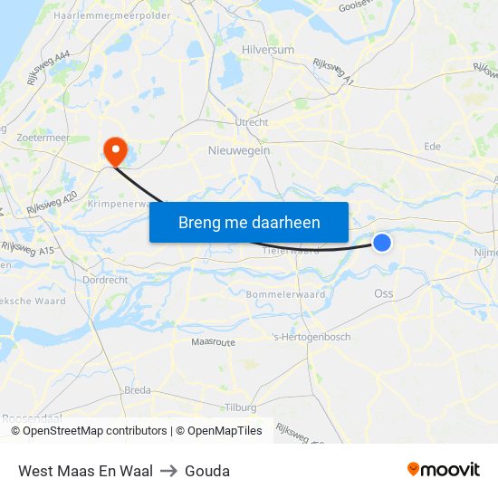 West Maas En Waal to Gouda map