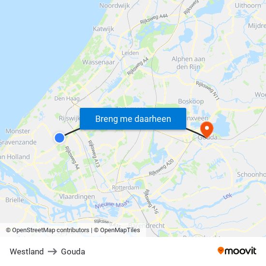 Westland to Gouda map