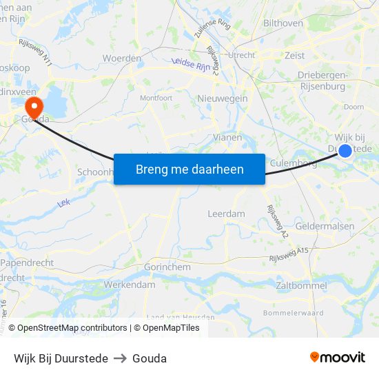 Wijk Bij Duurstede to Gouda map