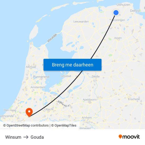 Winsum to Gouda map