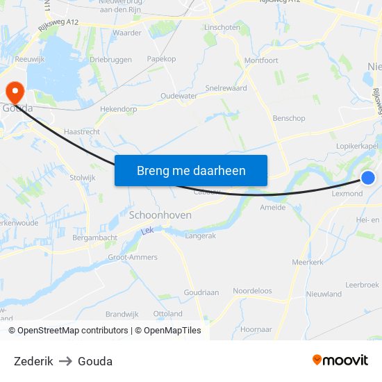 Zederik to Gouda map