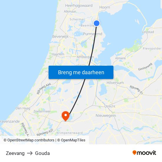 Zeevang to Gouda map