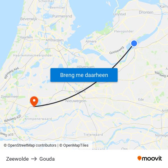 Zeewolde to Gouda map