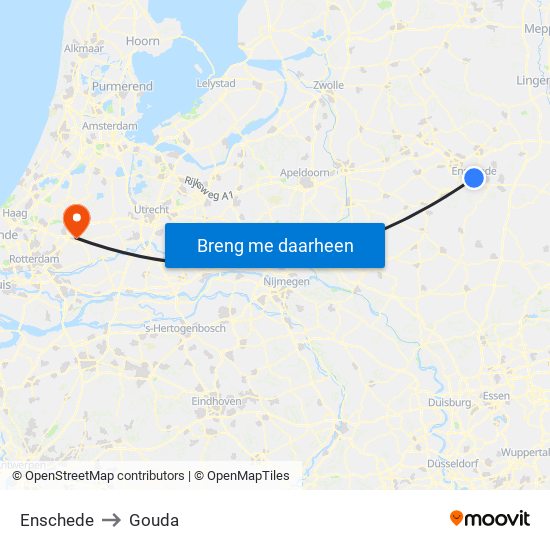 Enschede to Gouda map