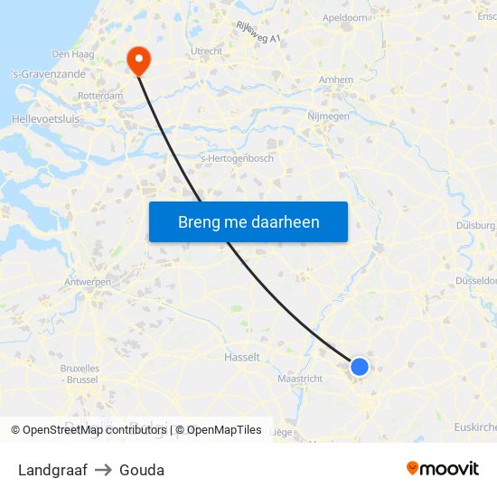 Landgraaf to Gouda map