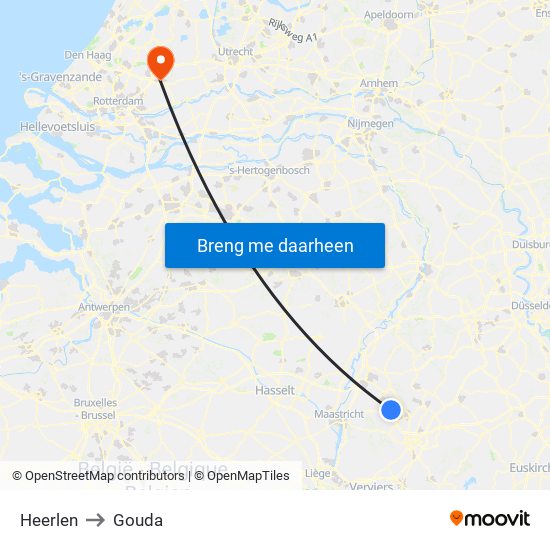 Heerlen to Gouda map