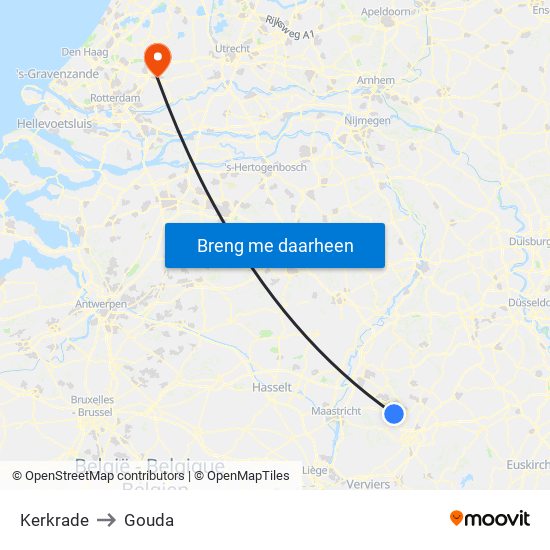 Kerkrade to Gouda map