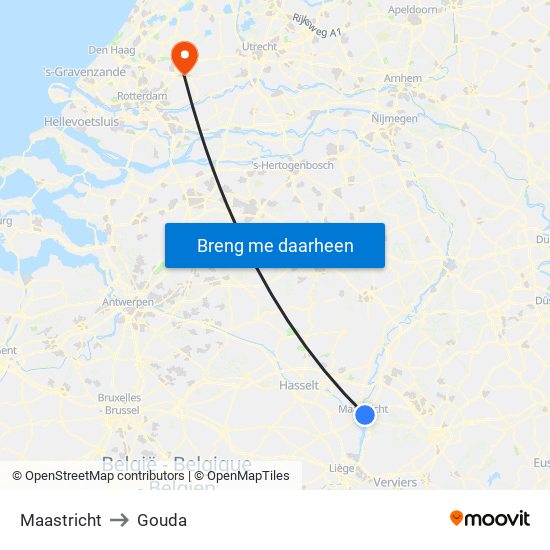 Maastricht to Gouda map