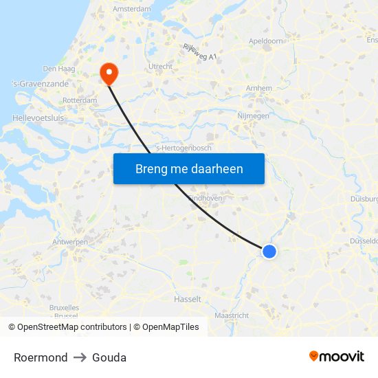 Roermond to Gouda map