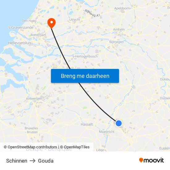 Schinnen to Gouda map