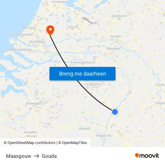 Maasgouw to Gouda map