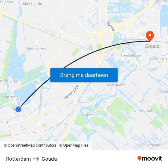 Rotterdam to Gouda map