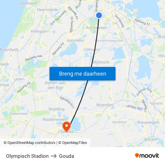 Olympisch Stadion to Gouda map