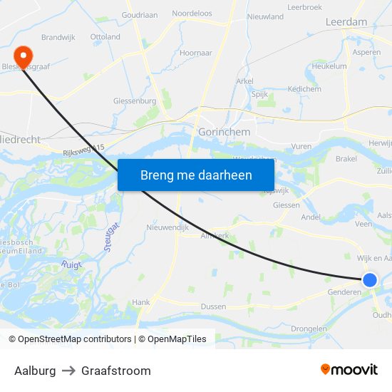 Aalburg to Graafstroom map