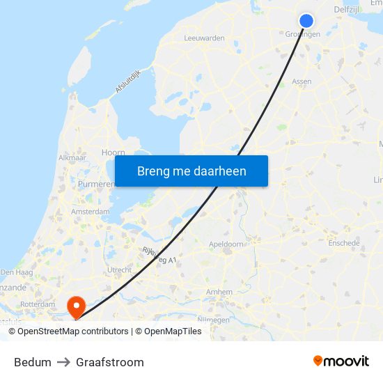 Bedum to Graafstroom map
