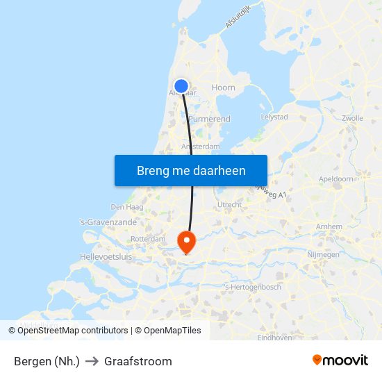 Bergen (Nh.) to Graafstroom map