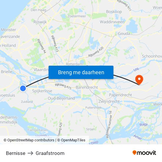 Bernisse to Graafstroom map