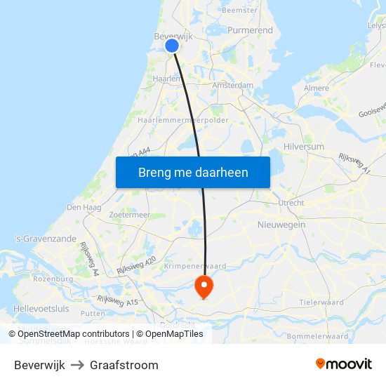 Beverwijk to Graafstroom map