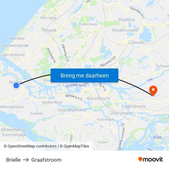 Brielle to Graafstroom map