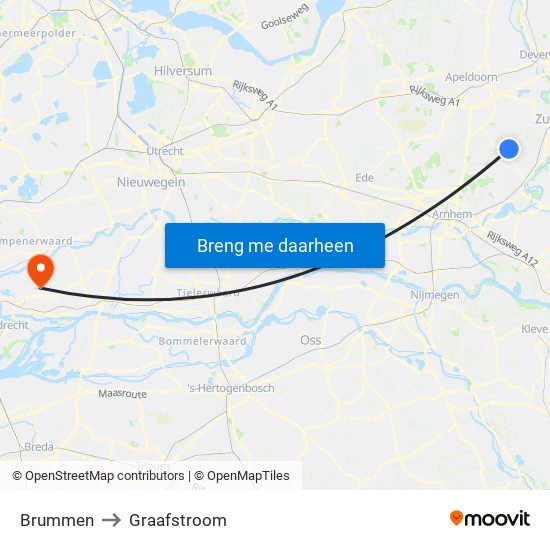 Brummen to Graafstroom map