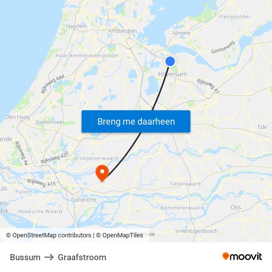Bussum to Graafstroom map