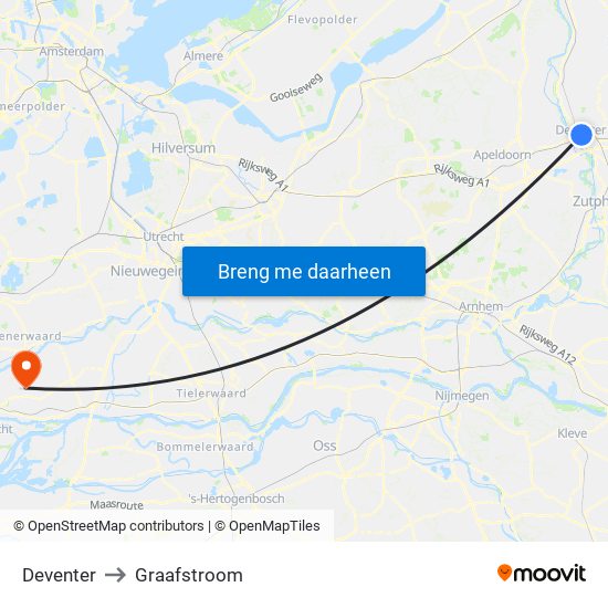 Deventer to Graafstroom map