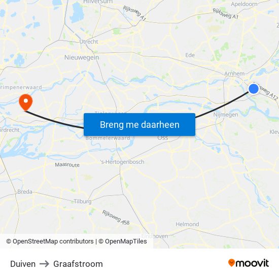 Duiven to Graafstroom map