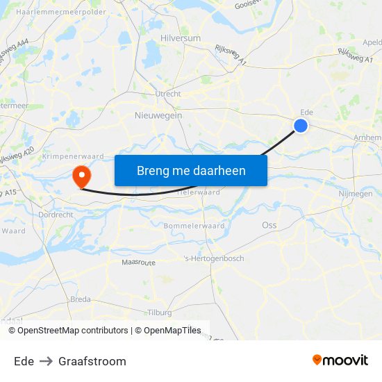 Ede to Graafstroom map