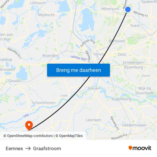 Eemnes to Graafstroom map