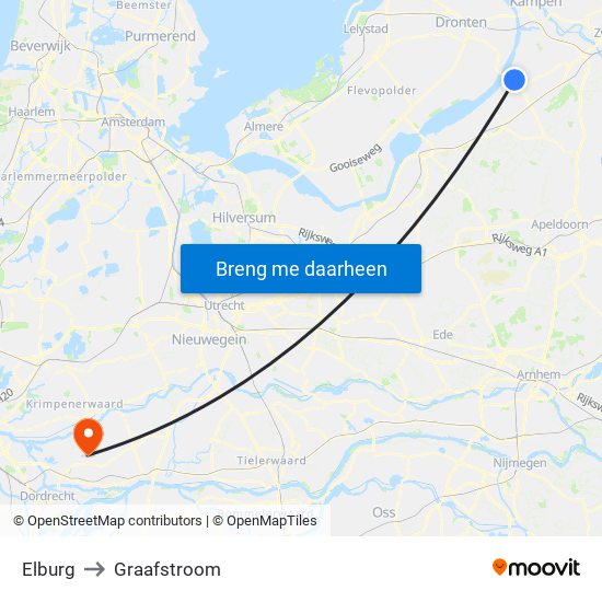 Elburg to Graafstroom map