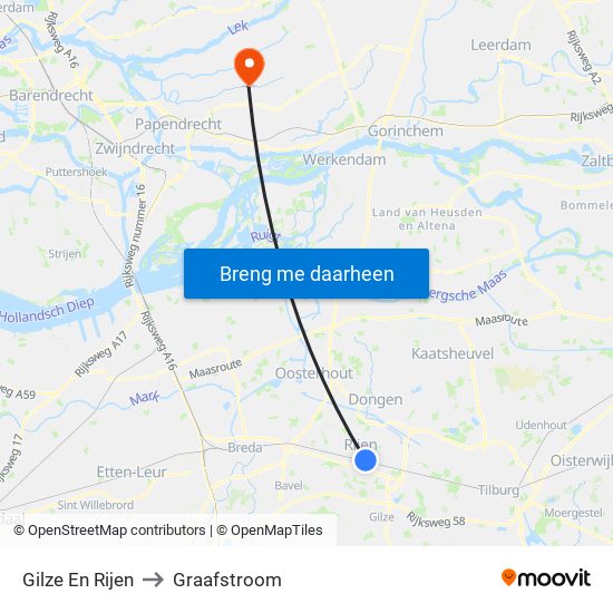 Gilze En Rijen to Graafstroom map