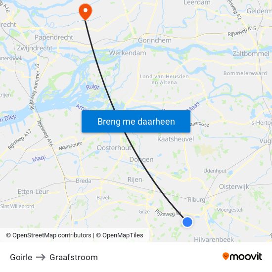 Goirle to Graafstroom map