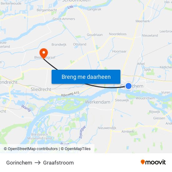Gorinchem to Graafstroom map