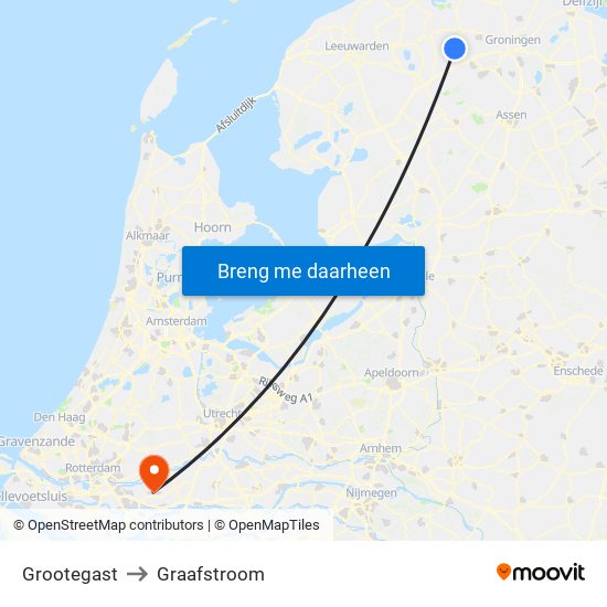Grootegast to Graafstroom map