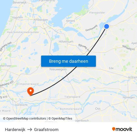 Harderwijk to Graafstroom map