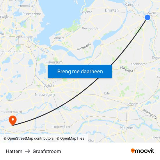 Hattem to Graafstroom map