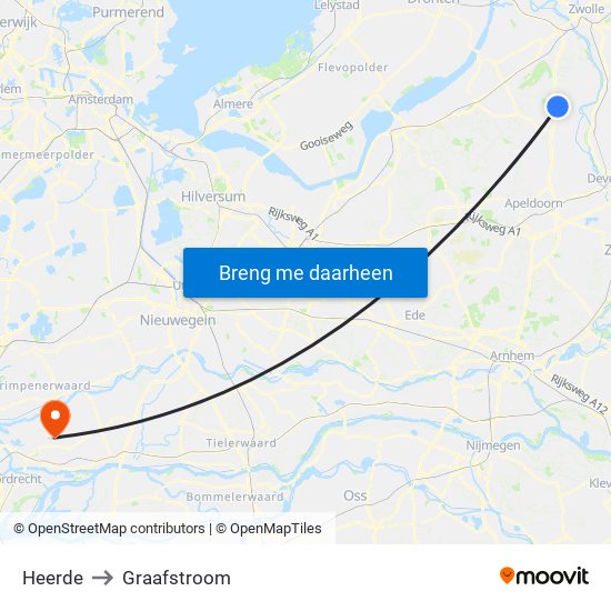 Heerde to Graafstroom map