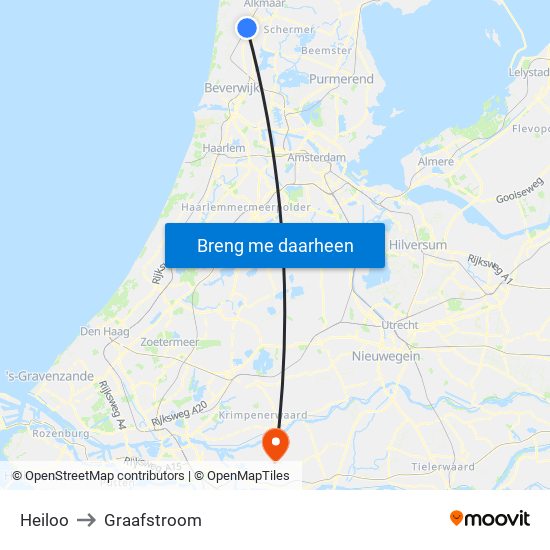 Heiloo to Graafstroom map