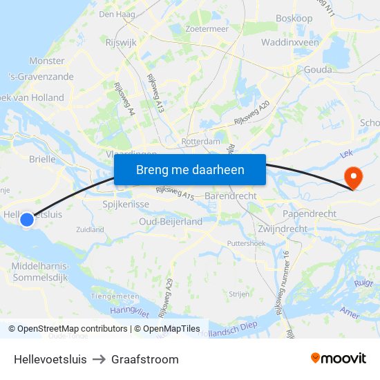 Hellevoetsluis to Graafstroom map